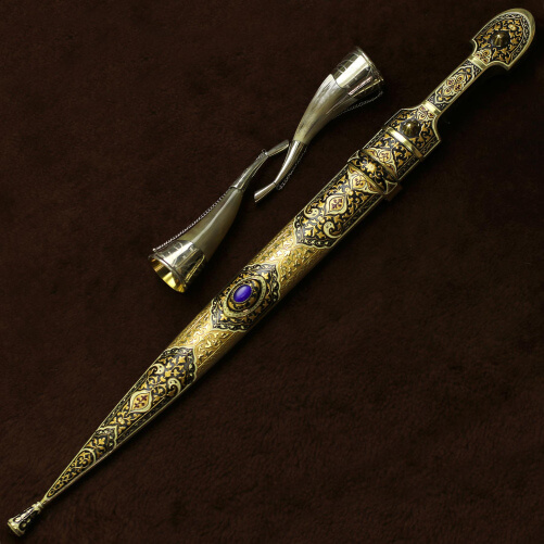 Изображение «Набор кавказский кинжал с эмалью и рога малый»