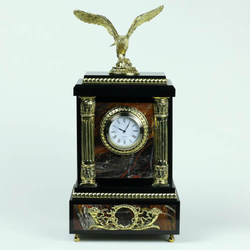 Изображение «Набор каминные часы Орел и подсвечники яшма»
