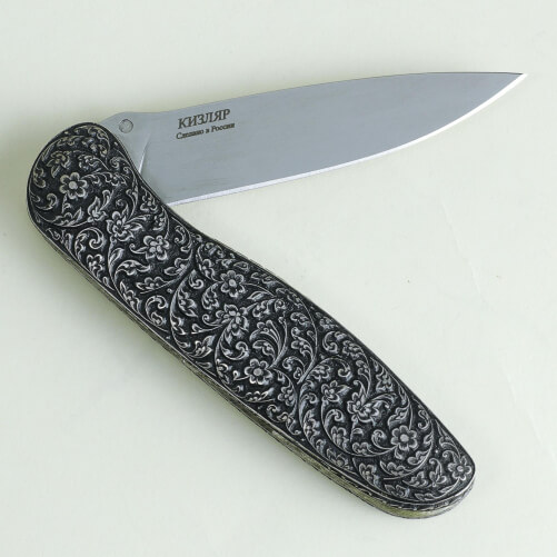 Изображение «Складной нож Куница рукоять серебро Кубачи»