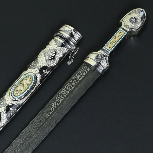 Изображение Кубачинский серебряный кинжал с костью
