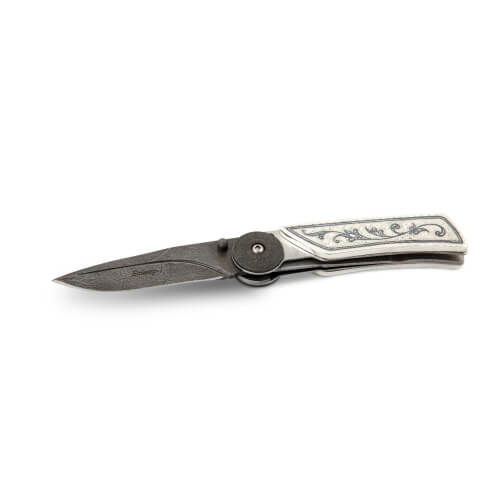 Изображение «Складной нож дамасская сталь Байкер-1 с серебром»