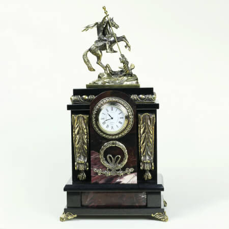 Изображение «Каминные часы Георгий Победоносец яшма»