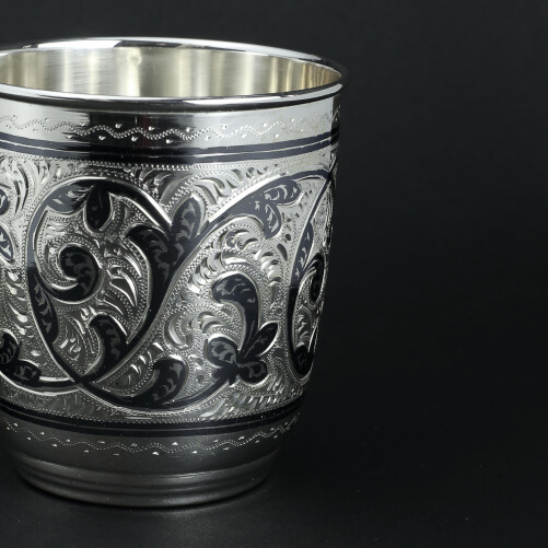Изображение «Набор из 2 серебряных стаканов Кубачи широкие»