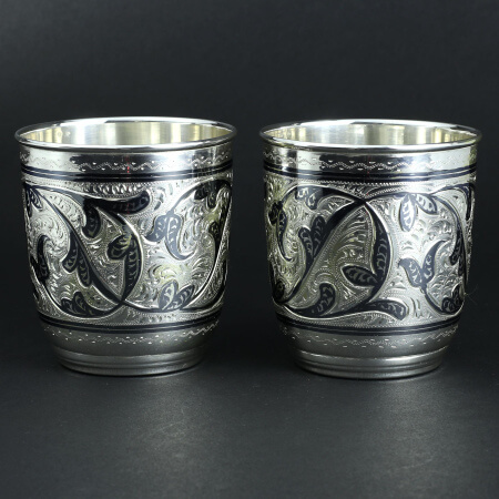 Изображение «Набор из 2 серебряных стаканов Кубачи орнамент»
