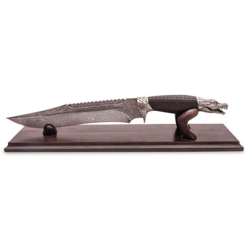Изображение «Авторский нож "Крокодил" рукоять черное дерево»