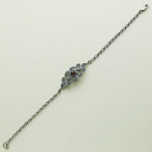 Изображение «Браслет цепочка с филигранью из серебра и сердолика 2»