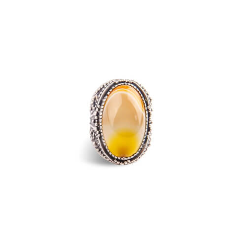 Изображение «Женский перстень из серебра с желтым агатом»
