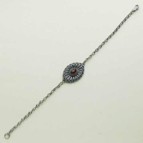 Изображение «Браслет цепочка с филигранью из серебра и сердолика»