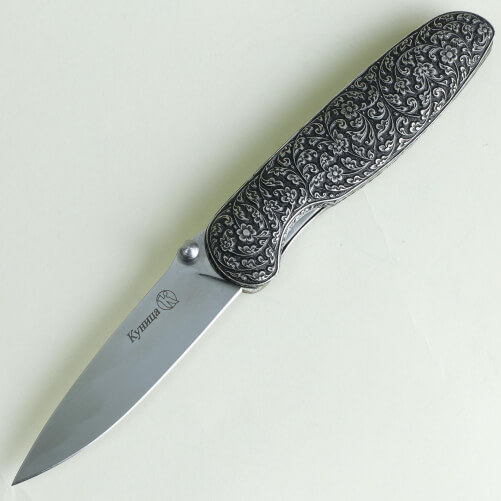 Изображение Складной нож Куница рукоять серебро Кубачи